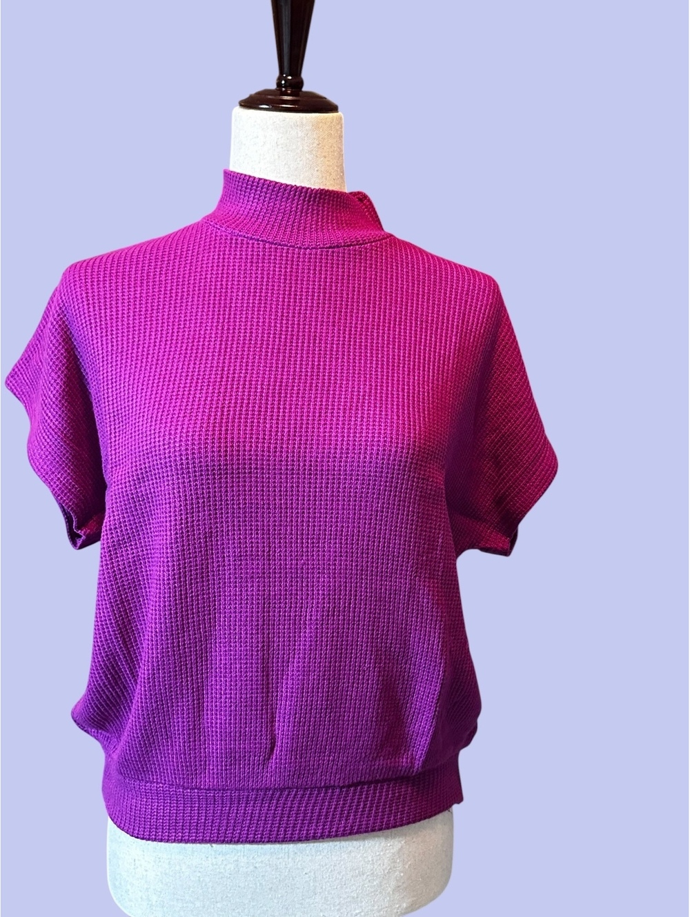 Zenana ITW-2474Y Plum Mock Neck Short Sleeve Sweater - Picture 2 of 3